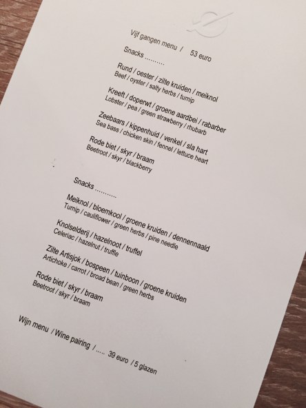 het menu: wisselt zeer regelmatig