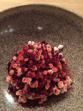 dessert: zwarte bessen | rode biet | IJslandse yohurt